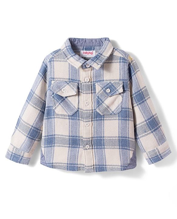 Babyhug Cotton Woven Full Sleeves Checkered Shirt - Blue