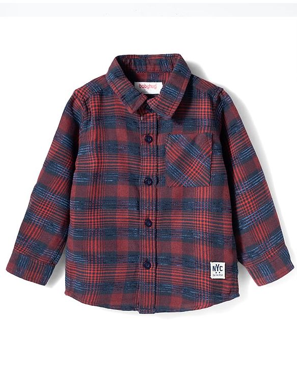Babyhug Cotton Woven Full Sleeves Checkered Shirt - Red