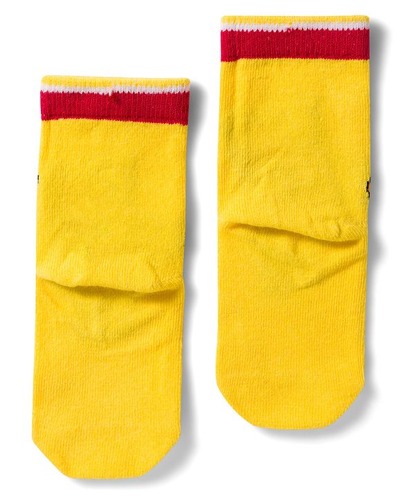 Cute Walk by Babyhug Disney Non Terry Knit Anti-Bacterial Ankle Length Socks with Winnie the Pooh Graphic Pack of 3 - Yellow & White