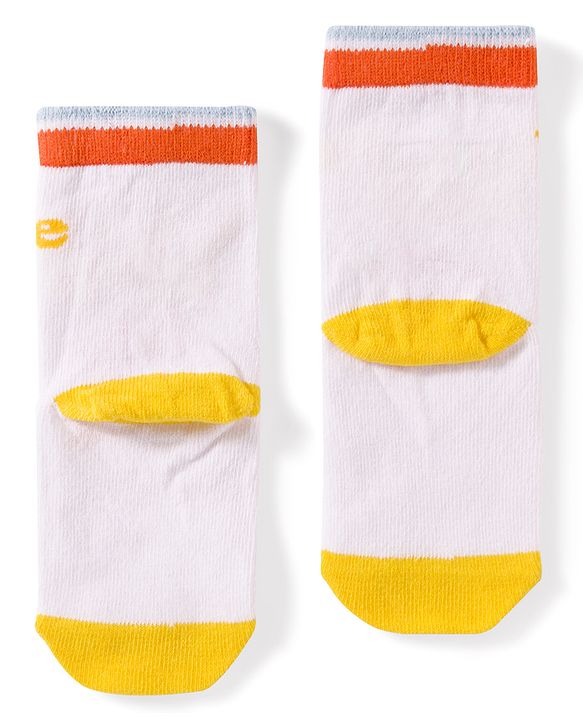 Cute Walk by Babyhug Disney Non Terry Knit Anti-Bacterial Ankle Length Socks with Winnie the Pooh Graphic Pack of 3 - Yellow & White
