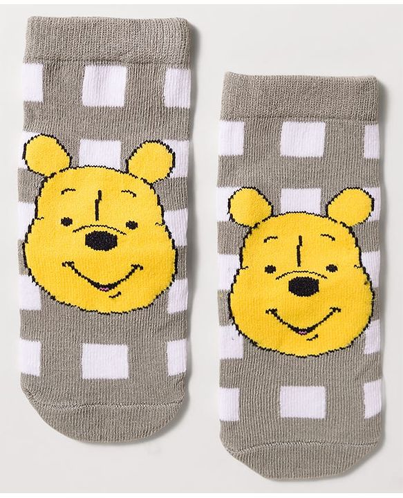 Cute Walk by Babyhug Disney Knit Ankle Length Antibacterial Socks with Winnie the Pooh Design Pack of 3 - Multicolor