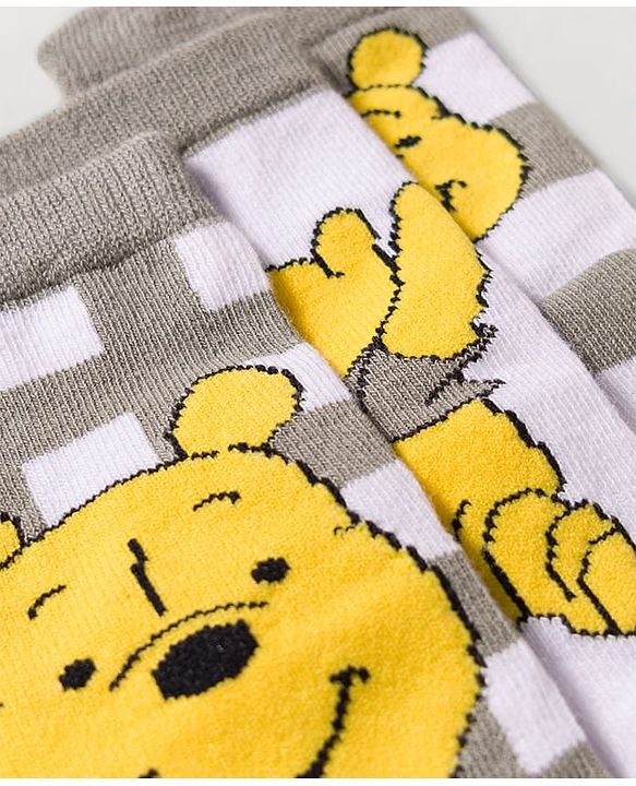 Cute Walk by Babyhug Disney Knit Ankle Length Antibacterial Socks with Winnie the Pooh Design Pack of 3 - Multicolor