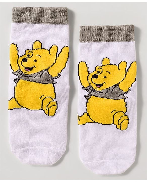 Cute Walk by Babyhug Disney Knit Ankle Length Antibacterial Socks with Winnie the Pooh Design Pack of 3 - Multicolor