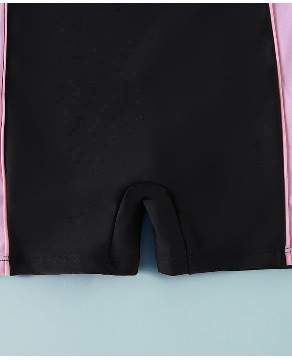 Pine Active Sleeveless Text Printed Legged Swimsuit - Black