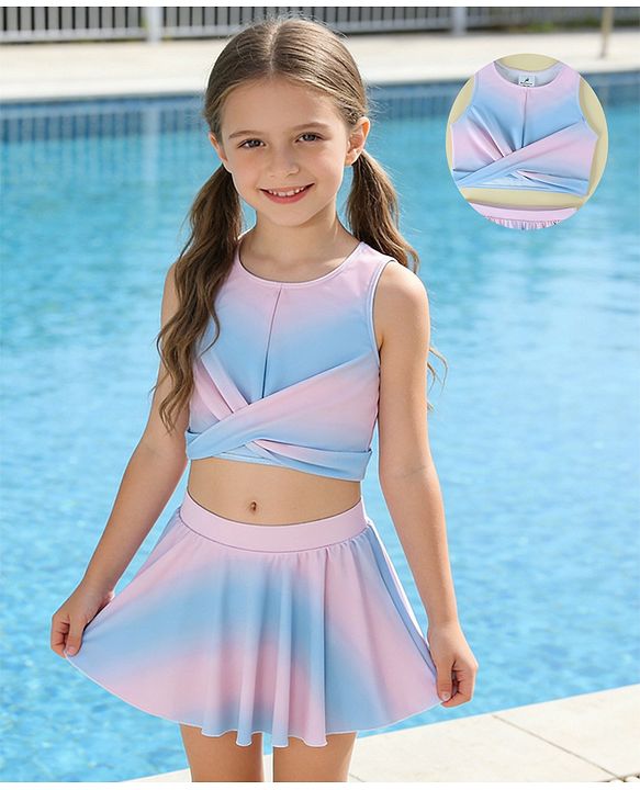 Pine Active Sleeveless Printed Two Piece Swimsuit - Purple
