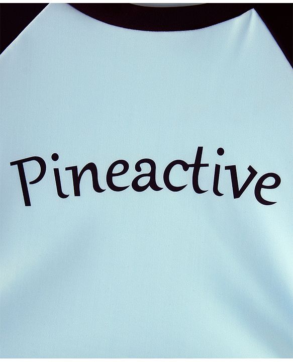 Pine Active Raglan Full Sleeves Text Printed Two Piece Swimsuit - Light Blue