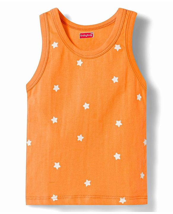 Babyhug Single Jersey 100% Cotton Dino & Star Printed Sleeveless Sandos Pack of 3 - Multicolour