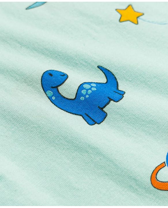 Babyhug Single Jersey 100% Cotton Dino & Star Printed Sleeveless Sandos Pack of 3 - Multicolour