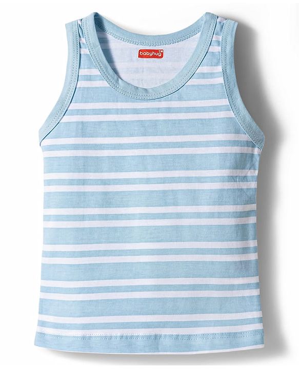 Babyhug 100% Cotton Knit Sleeveless Striped & Sea Life Printed Sando Vests Pack Of 3 - Multicolor