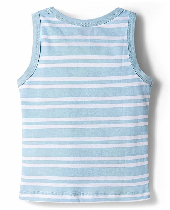 Babyhug 100% Cotton Knit Sleeveless Striped & Sea Life Printed Sando Vests Pack Of 3 - Multicolor