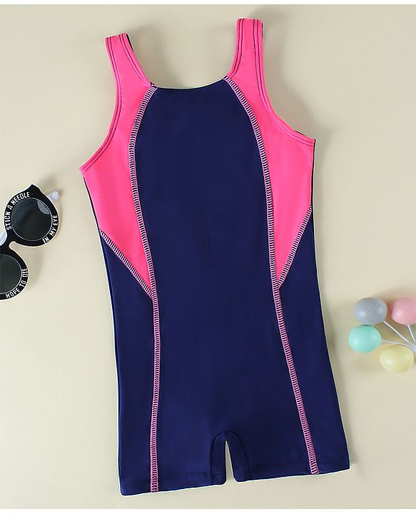 Pine Kids Sleeveless Cut N Sew Legged Swimsuit - Navy Blue