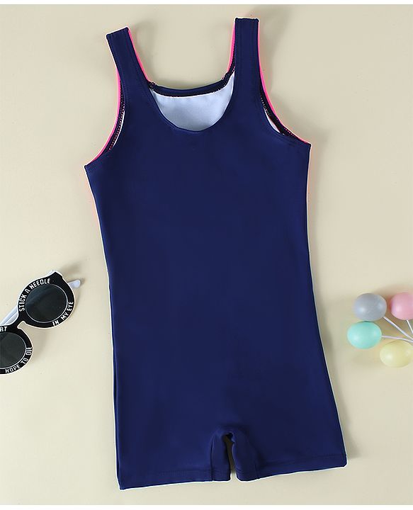 Pine Kids Sleeveless Cut N Sew Legged Swimsuit - Navy Blue