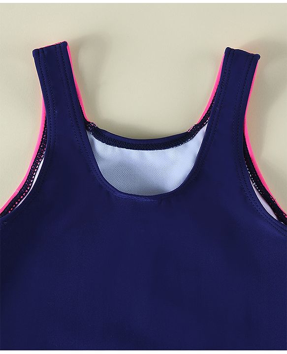 Pine Kids Sleeveless Cut N Sew Legged Swimsuit - Navy Blue