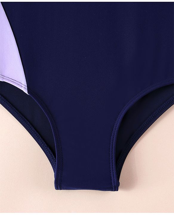 Pine Kids Sleeveless Solid V Cut Swimsuit - Navy Blue