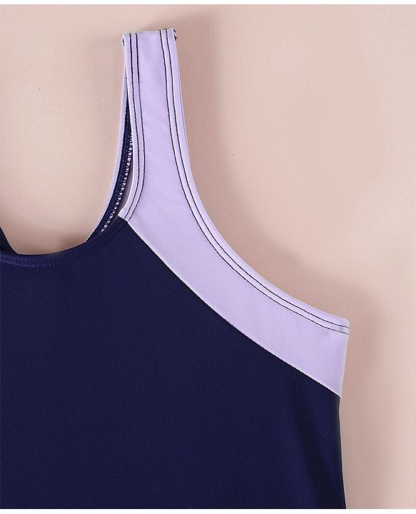 Pine Kids Sleeveless Solid V Cut Swimsuit - Navy Blue