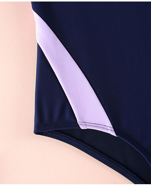 Pine Kids Sleeveless Solid V Cut Swimsuit - Navy Blue