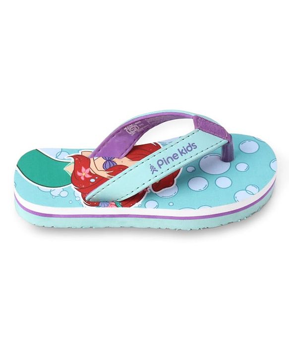 Pine Kids Disney Slip On Flip Flops With Ariel Graphic - Blue & Green