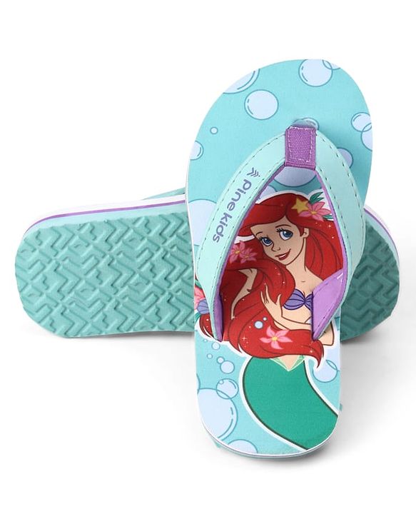 Pine Kids Disney Slip On Flip Flops With Ariel Graphic - Blue & Green