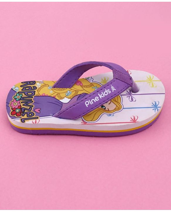 Pine Kids Disney Slip On Flip Flops with Rapunzel Print - Purple