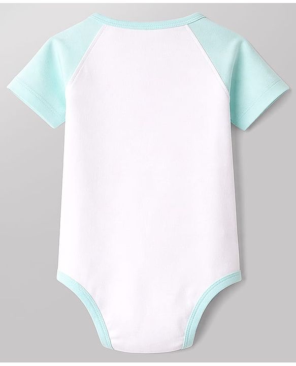 Babyhug 100% Cotton Interlock Knit Half Sleeves Onesie & Diaper Legging With Dino & Rocket Print - Multicolor