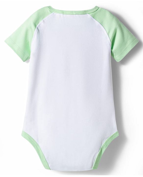 Babyhug 100% Cotton Interlock Knit Half Sleeves Onesie & Striped Diaper Leggings With Cap Mittens Booties & Animal Print - Multicolor