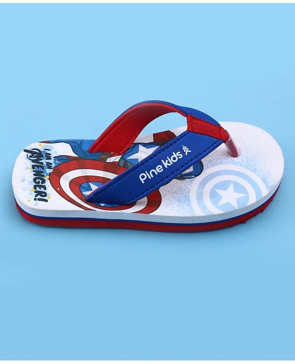 Pine Kids Marvel Slip On Flip Flops with Captain America Print - Blue