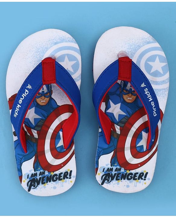 Pine Kids Marvel Slip On Flip Flops with Captain America Print - Blue