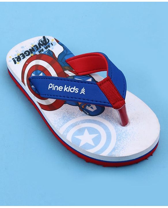 Pine Kids Marvel Slip On Flip Flops with Captain America Print - Blue