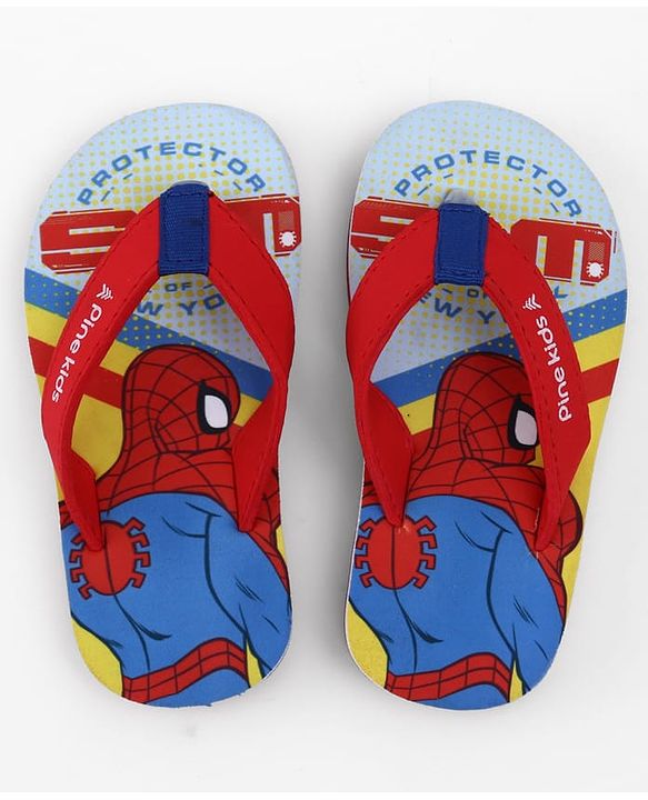 Pine Kids Marvel Slip On Flip Flops with Spider-Man Print - Red