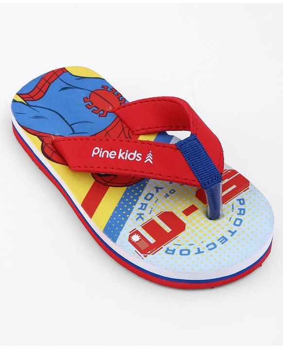 Pine Kids Marvel Slip On Flip Flops with Spider-Man Print - Red