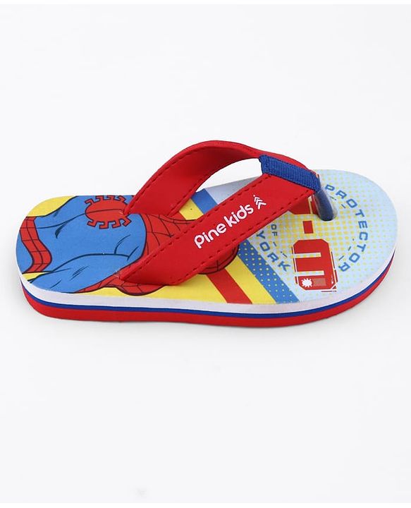 Pine Kids Marvel Slip On Flip Flops with Spider-Man Print - Red