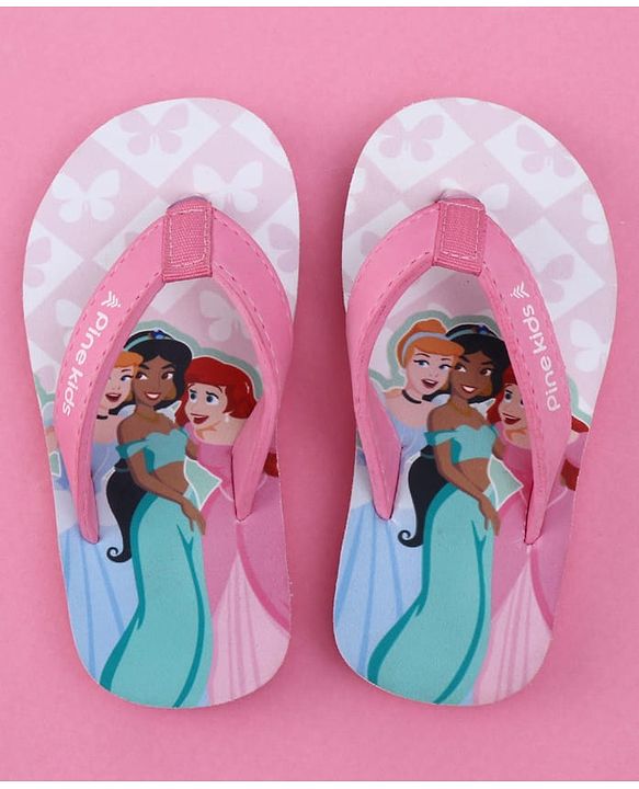 Pine Kids Disney Slip On Flip Flops with Disney Princess Print - Purple