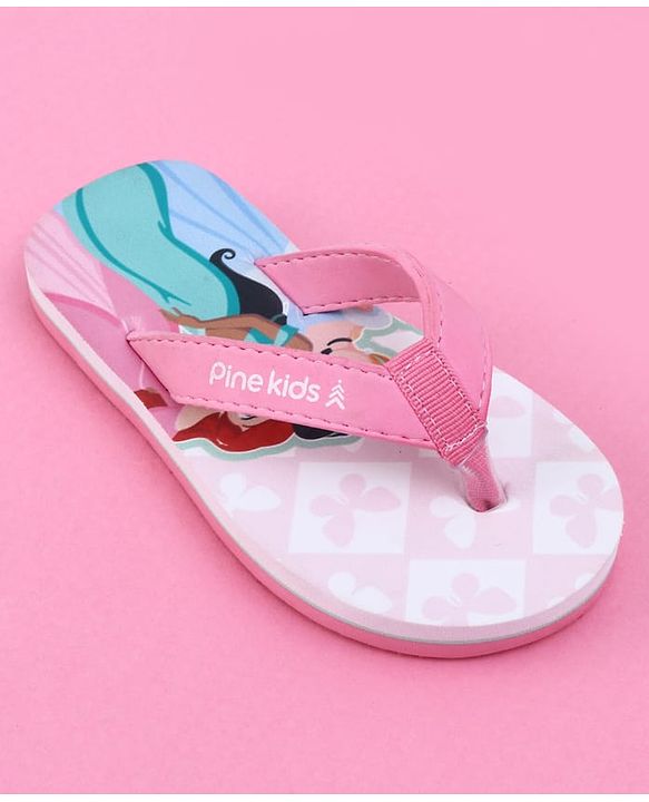 Pine Kids Disney Slip On Flip Flops with Disney Princess Print - Purple