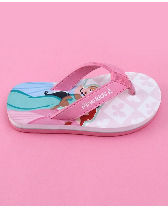 Pine Kids Disney Slip On Flip Flops with Disney Princess Print - Purple