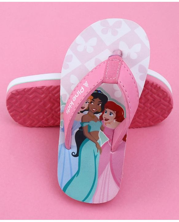 Pine Kids Disney Slip On Flip Flops with Disney Princess Print - Purple