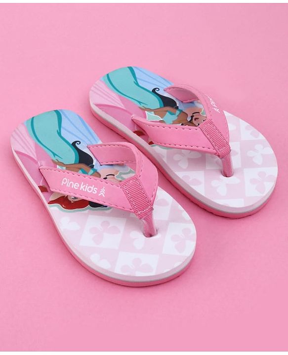 Pine Kids Disney Slip On Flip Flops with Disney Princess Print - Purple