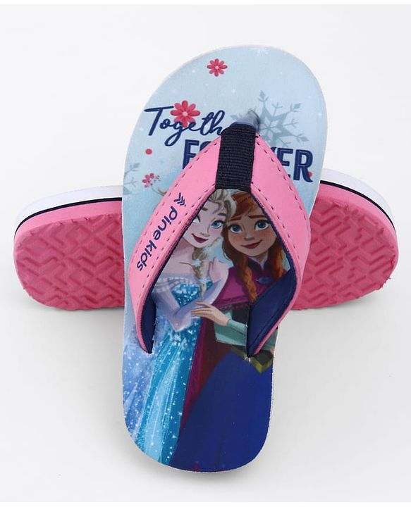 Pine Kids Disney Slip On Flip Flops with Elsa & Anna Print - Blue