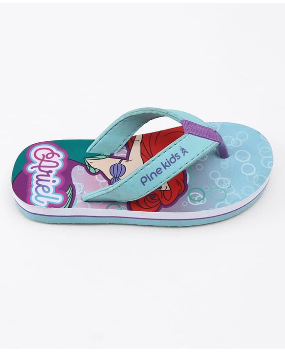 Pine Kids Disney Slip On Flip Flops with Ariel Print - Blue