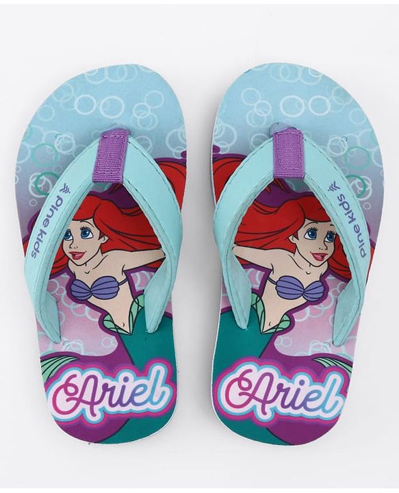 Pine Kids Disney Slip On Flip Flops with Ariel Print - Blue