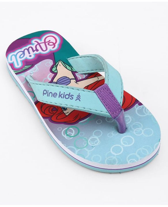 Pine Kids Disney Slip On Flip Flops with Ariel Print - Blue