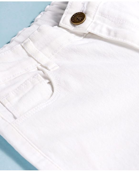 Pine Kids Denim Woven Full Length Solid Color Jeans - White