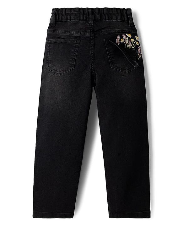Pine Kids Denim Woven Full Length Solid Color Jeans - Black