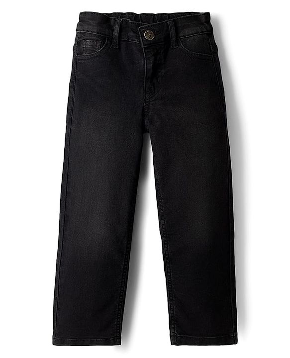 Pine Kids Denim Woven Full Length Solid Color Jeans - Black