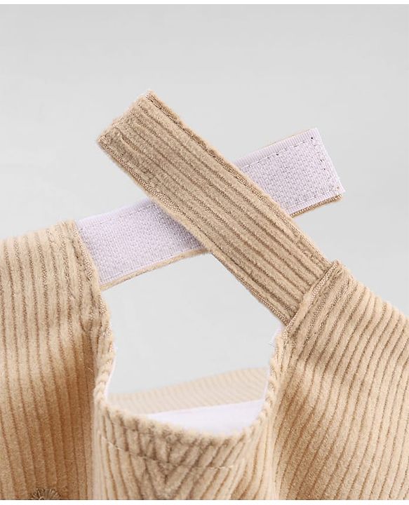 Babyhug Corduroy Woven Baseball Cap With Face Embroidery & Ear Applique Beige - Diameter 15 cm