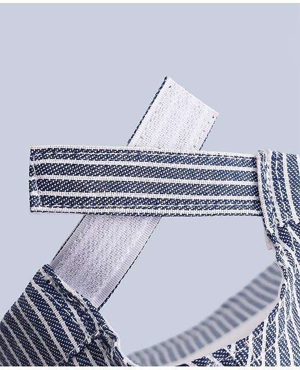 Babyhug Woven Striped Baseball Cap With Text Embroidery & Applique Blue - Diameter 17 cm