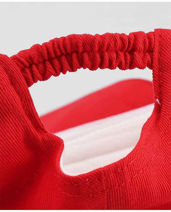 Babyhug Woven Baseball Cap With Mama's Boy Text Embroidery Red - Diameter 17.5 cm