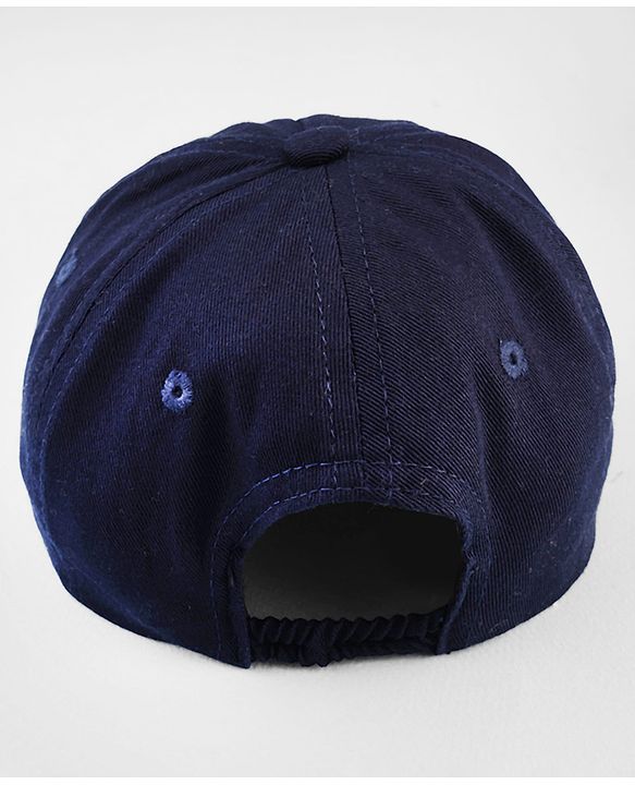 Babyhug Woven Baseball Cap With Los Angeles Text Embroidery Navy Blue - Diameter 17 cm