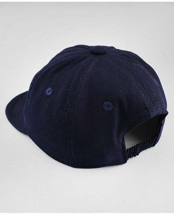 Babyhug Woven Baseball Cap With Los Angeles Text Embroidery Navy Blue - Diameter 17 cm