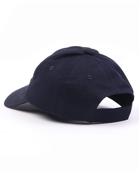 Babyhug Woven Baseball Cap With Los Angeles Text Embroidery Navy Blue - Diameter 17 cm