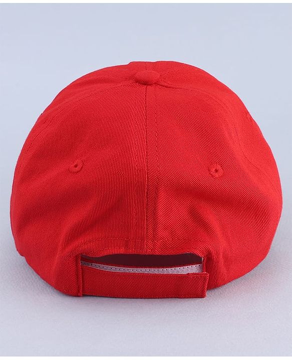 Babyhug Woven Baseball Cap With Text Embroidery Red - Diameter 18.5 cm